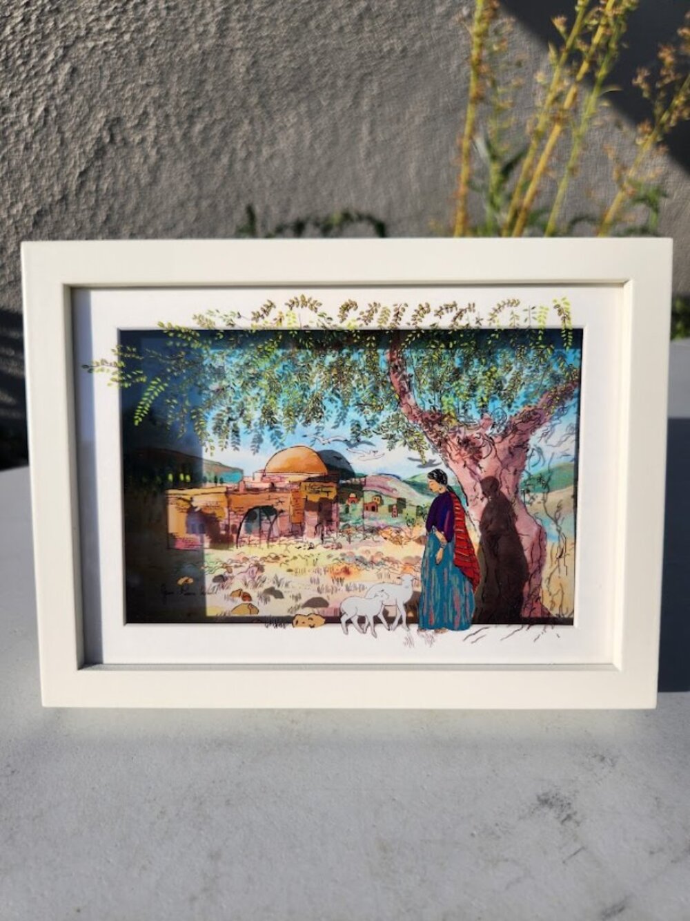 Jean-Pierre Weill 3D Glass Painting Rachel the Matriarch Folk Art Judaica Art